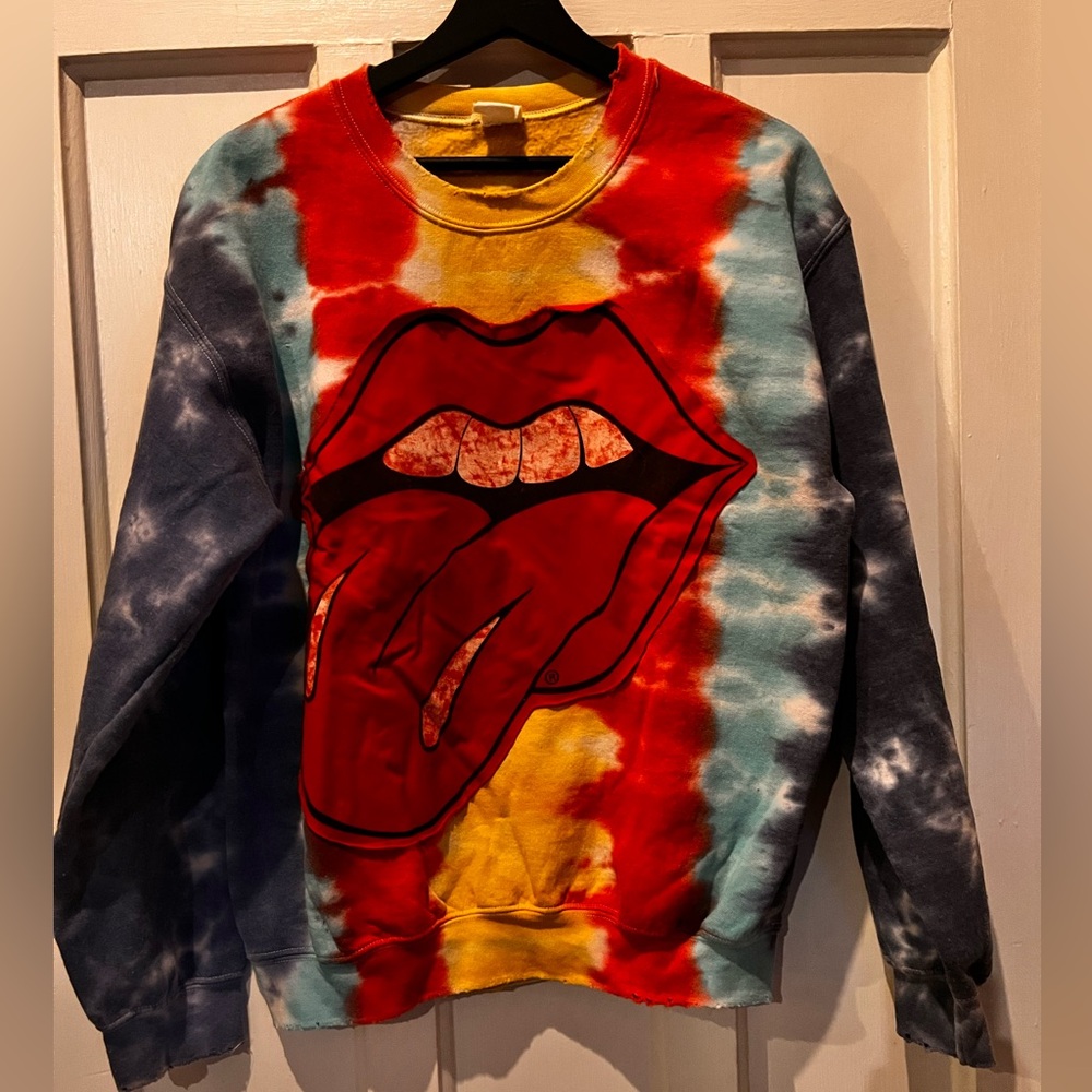 Madeworn rare Rolling Stones tongue tie dye sweatshirt size S EUC